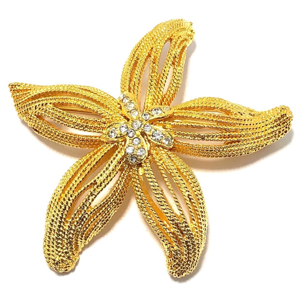 KENNETH JAY LANE, SATIN GOLD STARFISH PIN WITH CRY